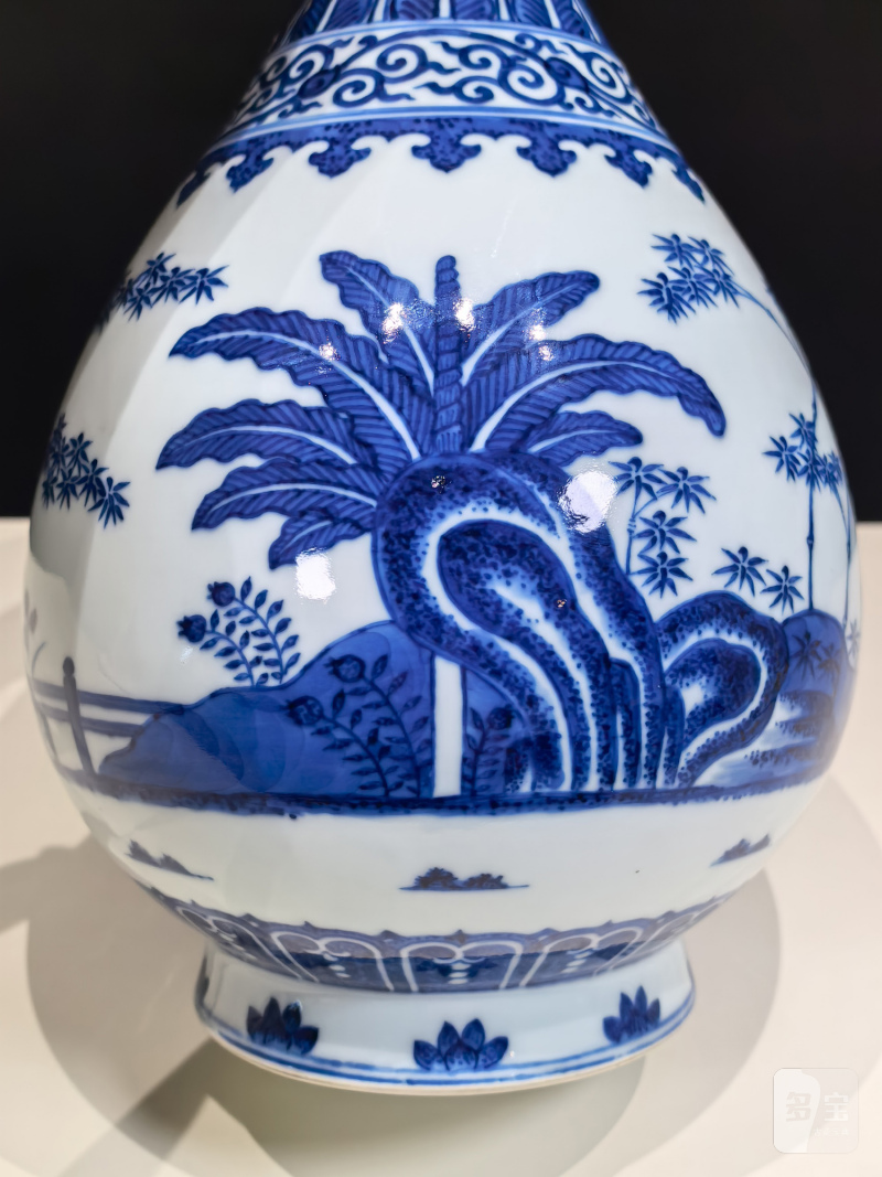 清同治 青花竹石芭蕉图玉壶春瓶 - 图11